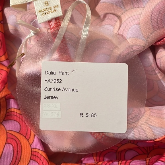 NWT FLORA BEA Dalia Front Slit Orange Coral Lavender Jersey Sunrise Ave Pants - Picture 11 of 12